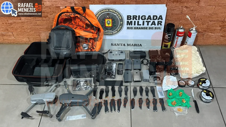 Adolescente é apreendido com drones, drogas e materiais usados em arremessos para presídio em Santa Maria