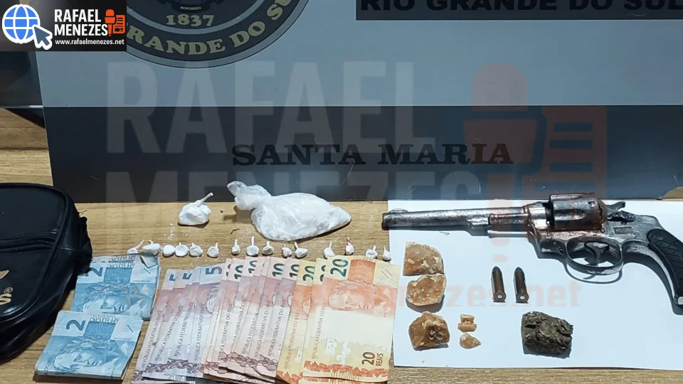 Brigada Militar prende casal por tráfico de drogas e porte ilegal de arma em Santa Maria