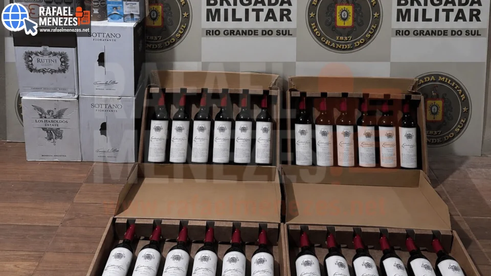 2º Batalhão de Choque de Santa Maria apreende vinhos e produtos argentinos em fiscalização na fronteira