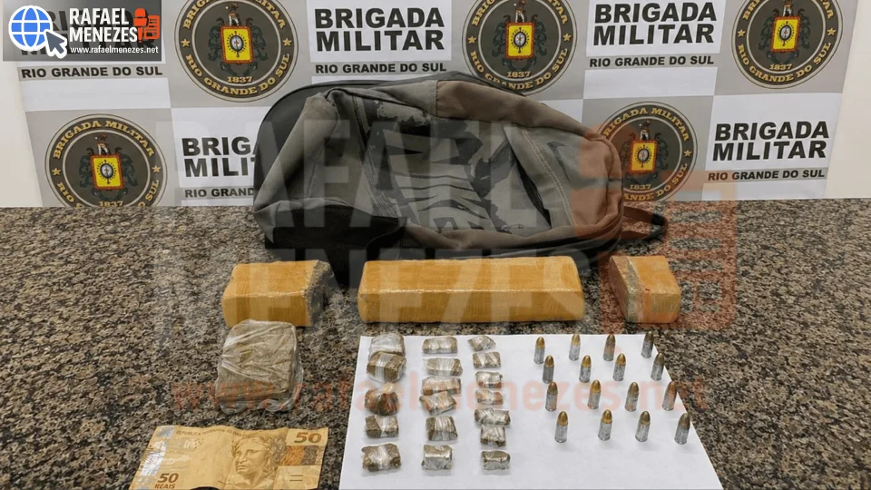 2º Batalhão de Choque de Santa Maria prende homem por tráfico e apreende drogas e munições em Santo Ângelo