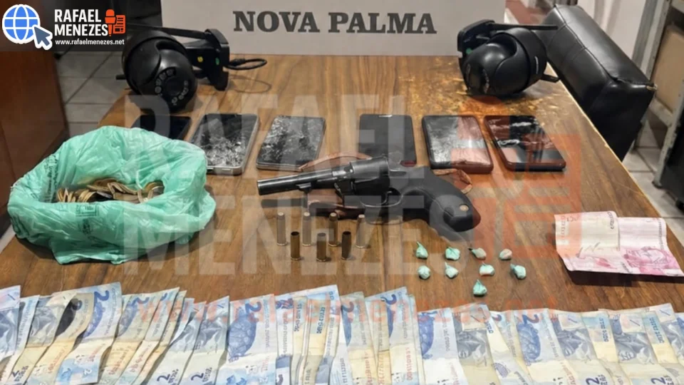 Troca de tiros durante ação policial termina com prisão e apreensão de arma e drogas em Nova Palma