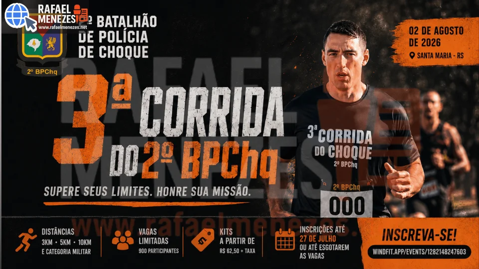 Último dia para garantir vaga na 3ª Corrida do Choque é nesta segunda-feira (27)