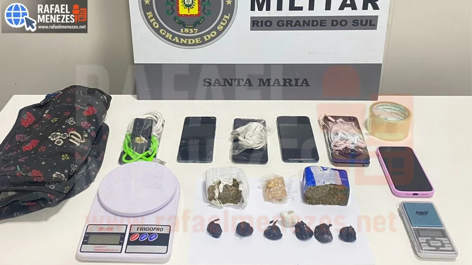 Casal é preso com drogas e celulares que seriam destinados ao sistema prisional em Santa Maria