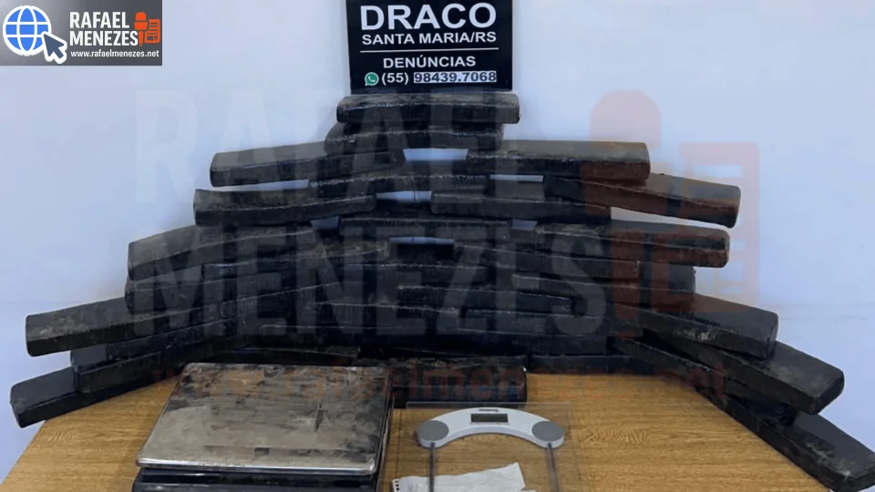 DRACO de Santa Maria apreende mais de 30 quilos de maconha e prende suspeito de abastecer o tráfico na região