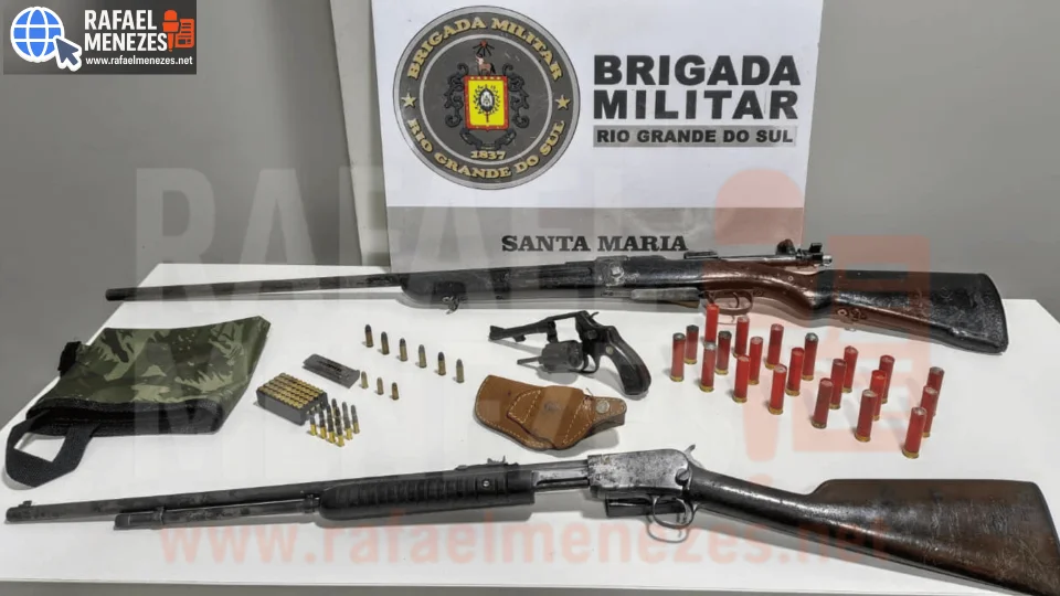 Suspeito foge de abordagem e abandona armas e munições em Santa Maria