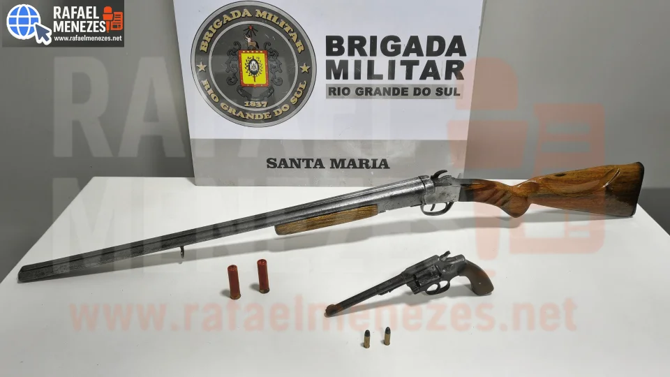 2º BPChq prende homens com revólver e espingarda em Santa Maria