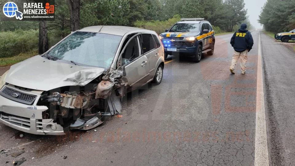Colisão frontal deixa motorista ferido na BR-287