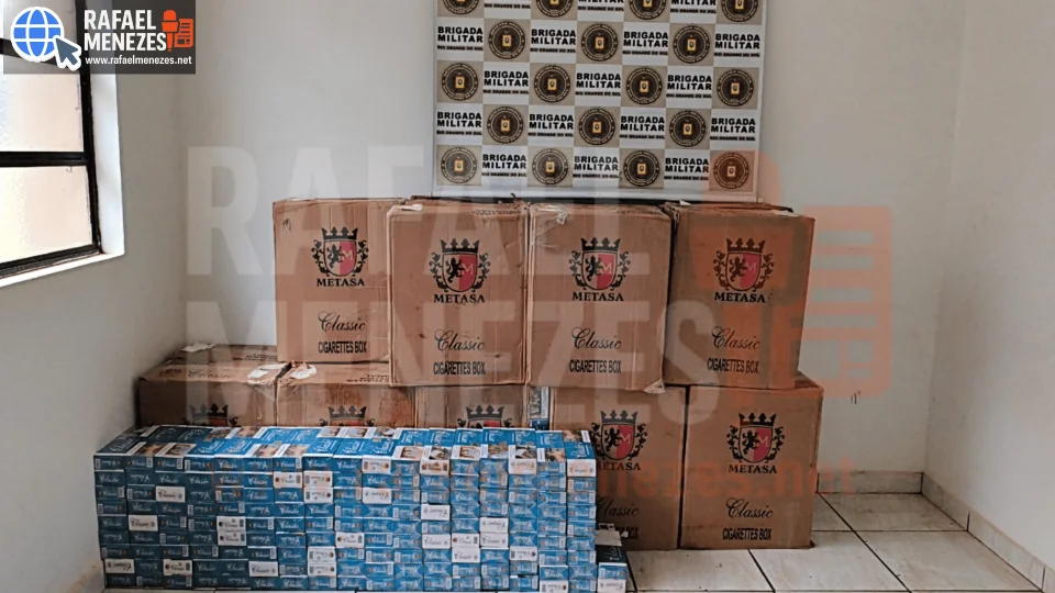 Brigada Militar apreende mais de 10 mil maços de cigarros contrabandeados e prende dois homens no interior de Independência